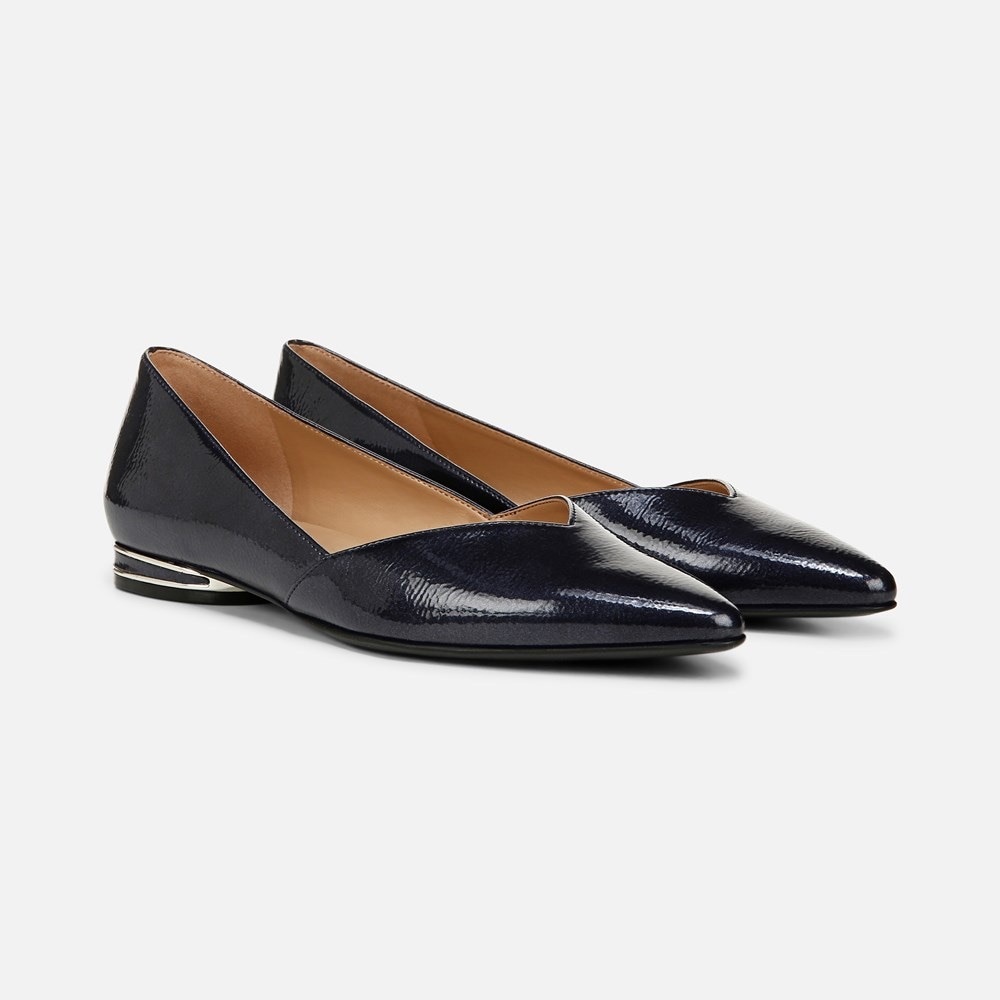 Naturalizer Havana Flats in Midnight Blue Faux Leather